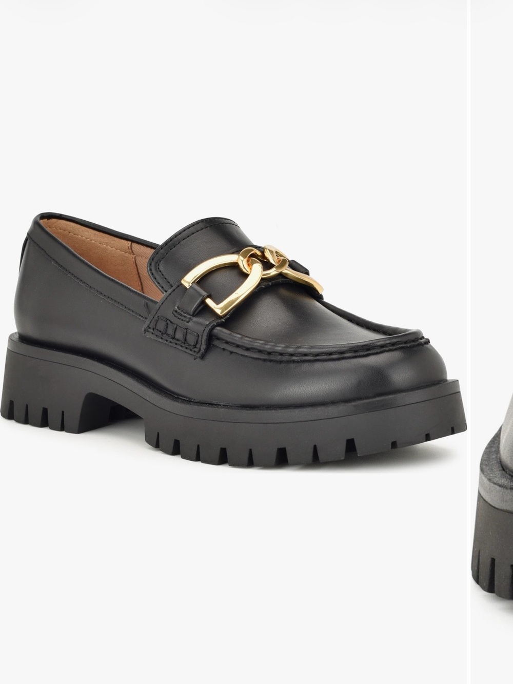 Nine West Gables Lug Loafers with Gold Bit Accent